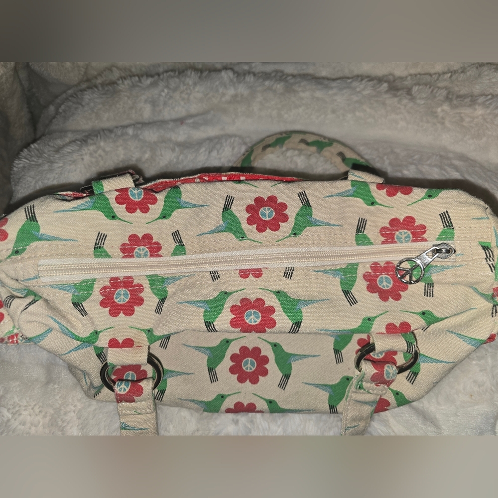 Bungalow 360 Cream and Red Floral Hummingbird Purse - Picture 8 of 13